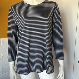 Vintage All Saints striped long sleeve Cotton knit top Blue white size Medium
